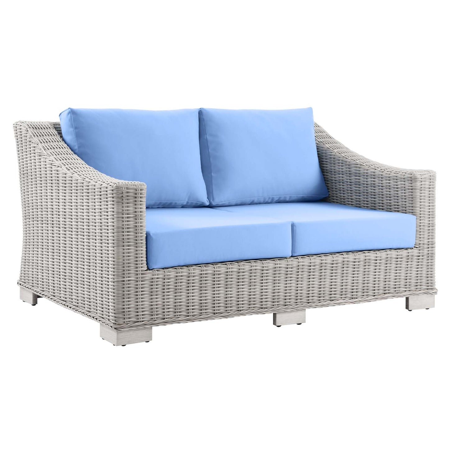 Conway Outdoor Patio Wicker Rattan Loveseat | Polyester by Modway