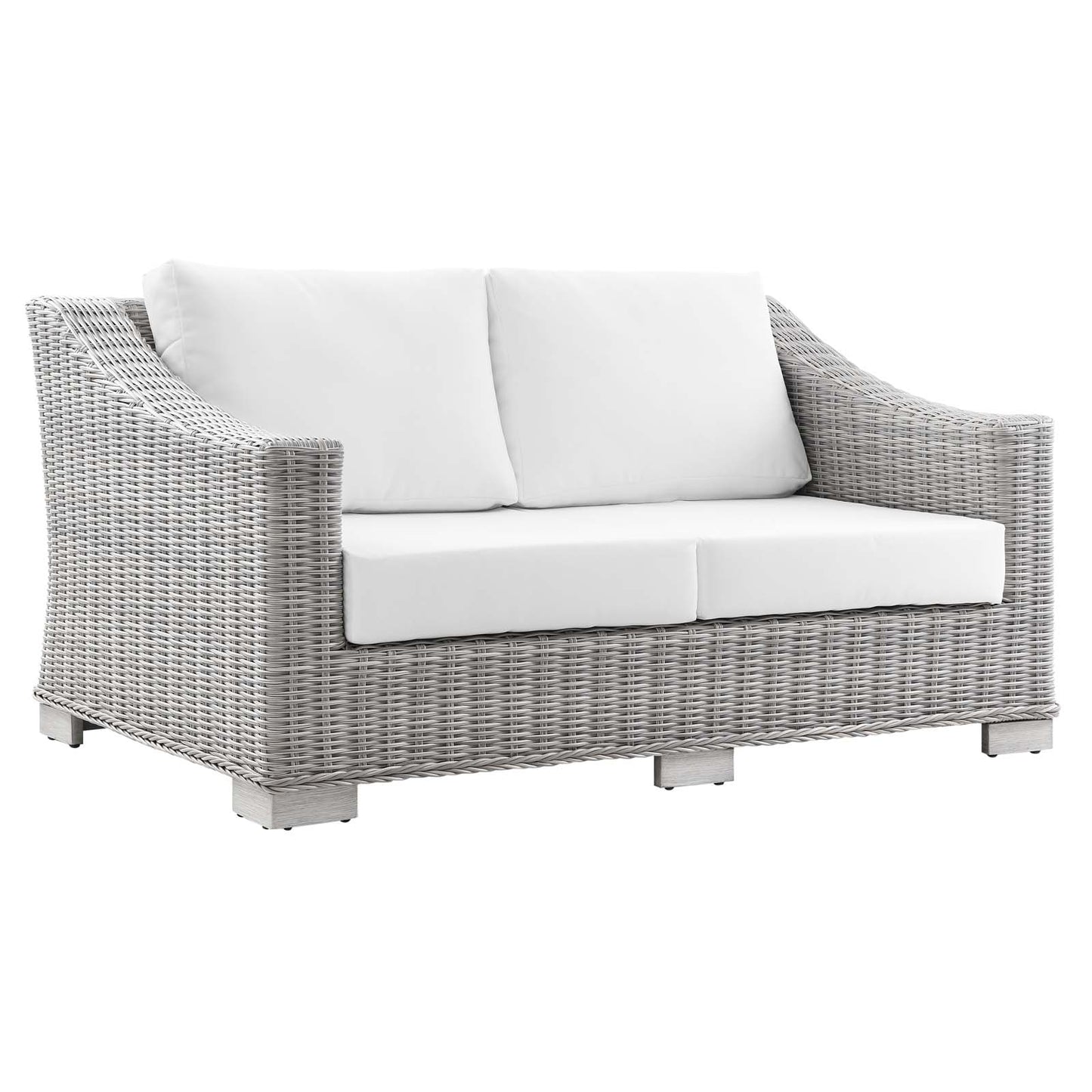 Conway Outdoor Patio Wicker Rattan Loveseat | Polyester by Modway