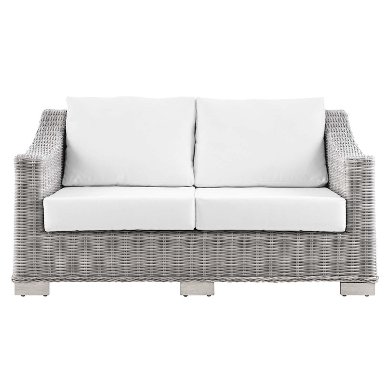 Conway Outdoor Patio Wicker Rattan Loveseat | Polyester by Modway