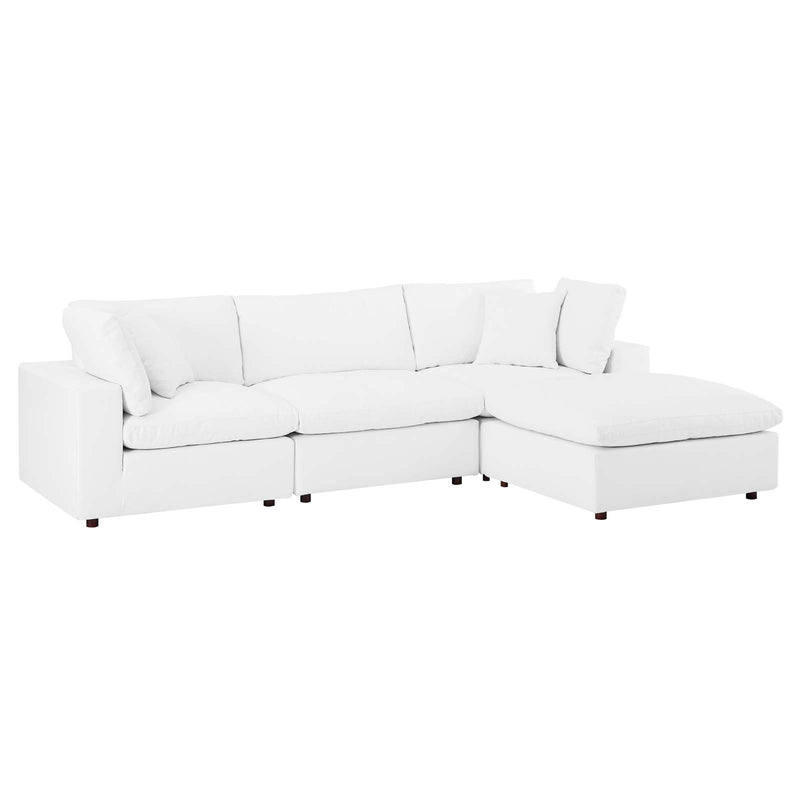 Commix Down Filled Overstuffed Vegan Leather 4-Piece Sectional Sofa by Modway