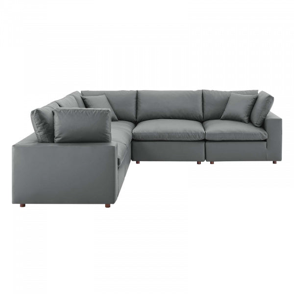 Commix Down Filled Overstuffed Vegan Leather 5-Piece Sectional Sofa by Modway