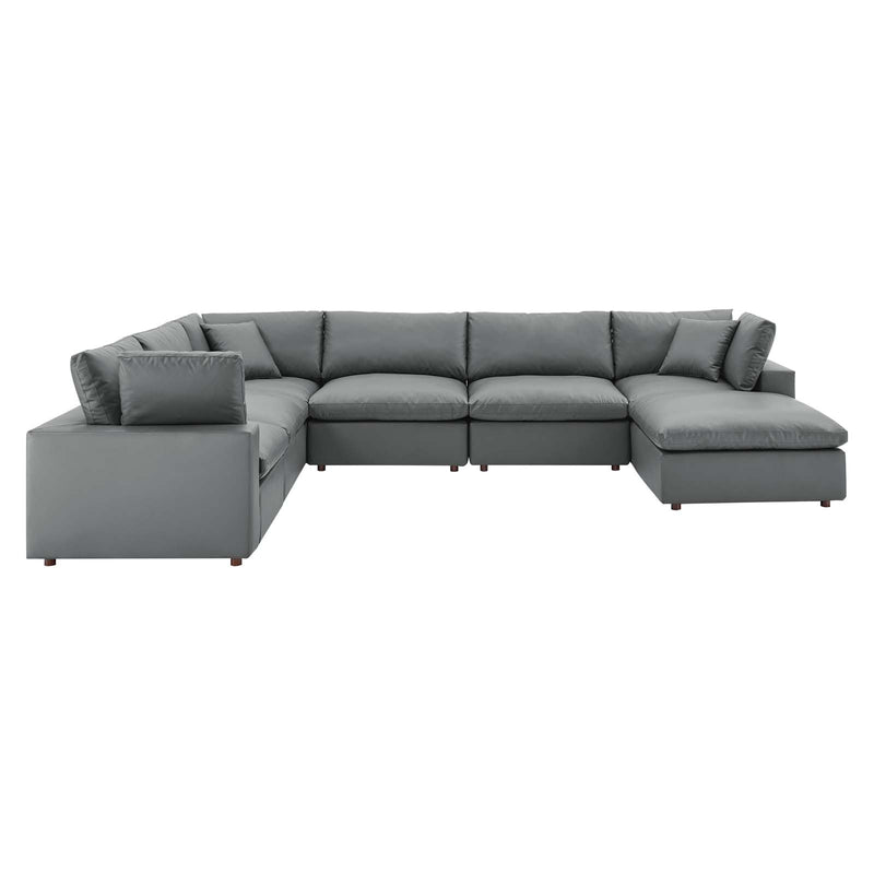 Commix Down Filled Overstuffed Vegan Leather 7-Piece Sectional Sofa by Modway