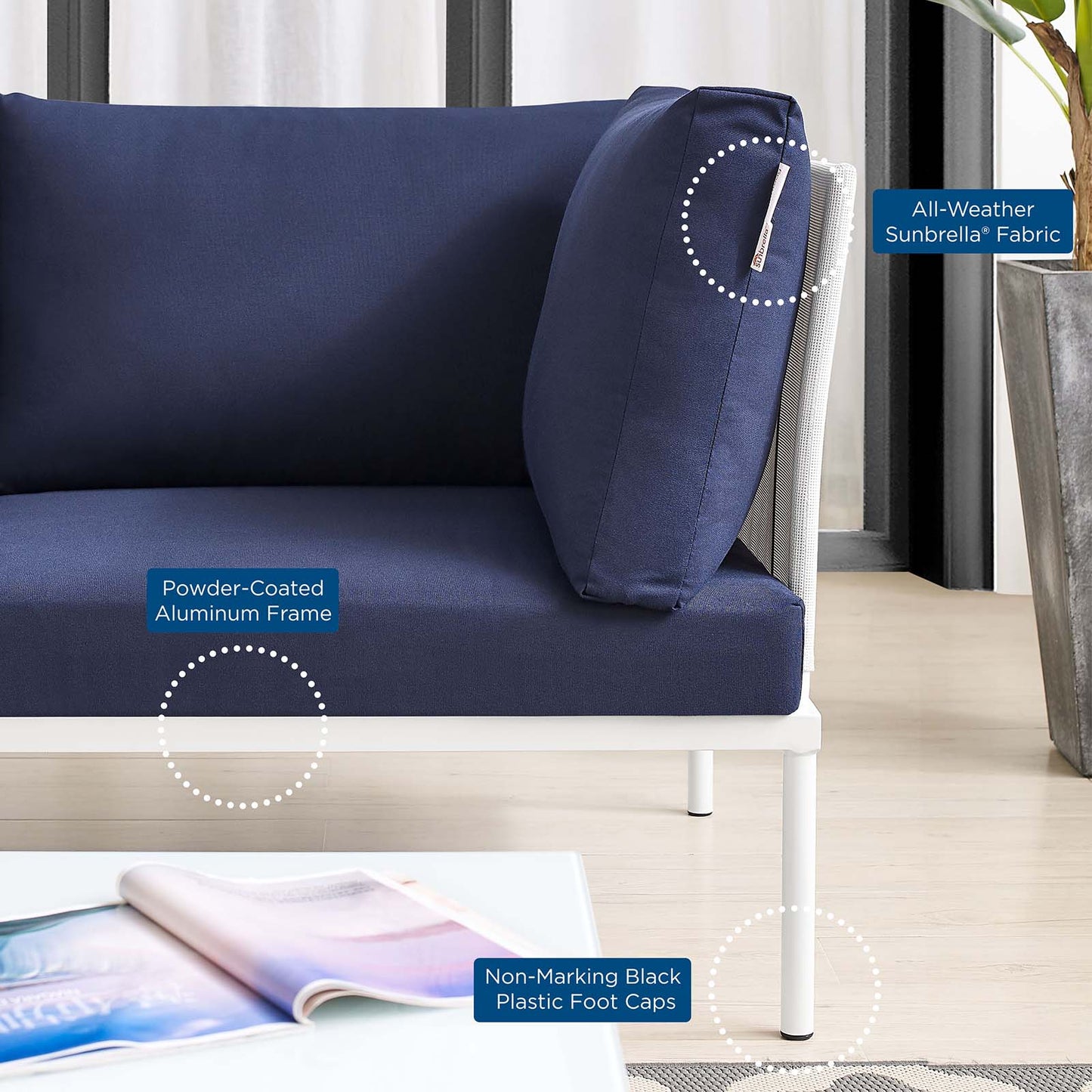 Harmony Sunbrella Outdoor Patio Aluminum Loveseat by Modway