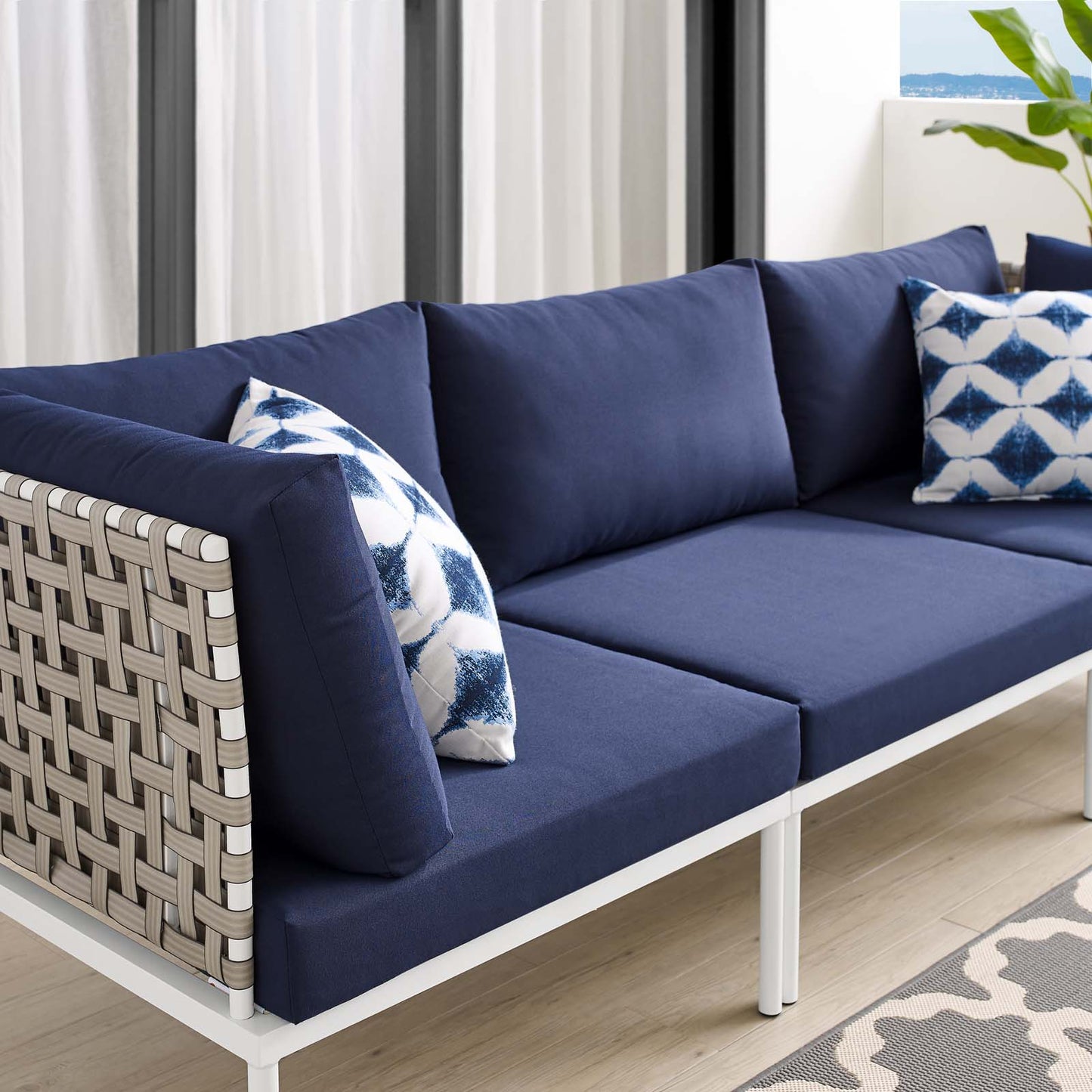 Harmony Sunbrella Basket Weave Outdoor Patio Aluminum Sofa by Modway