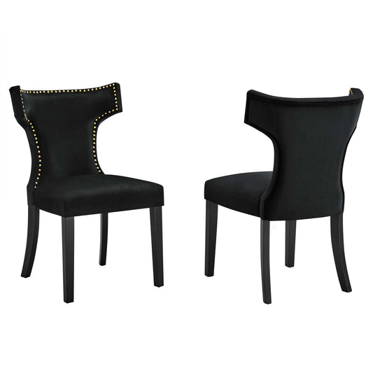 Curve Performance Velvet Dining Chairs (Set of 2) by Modway