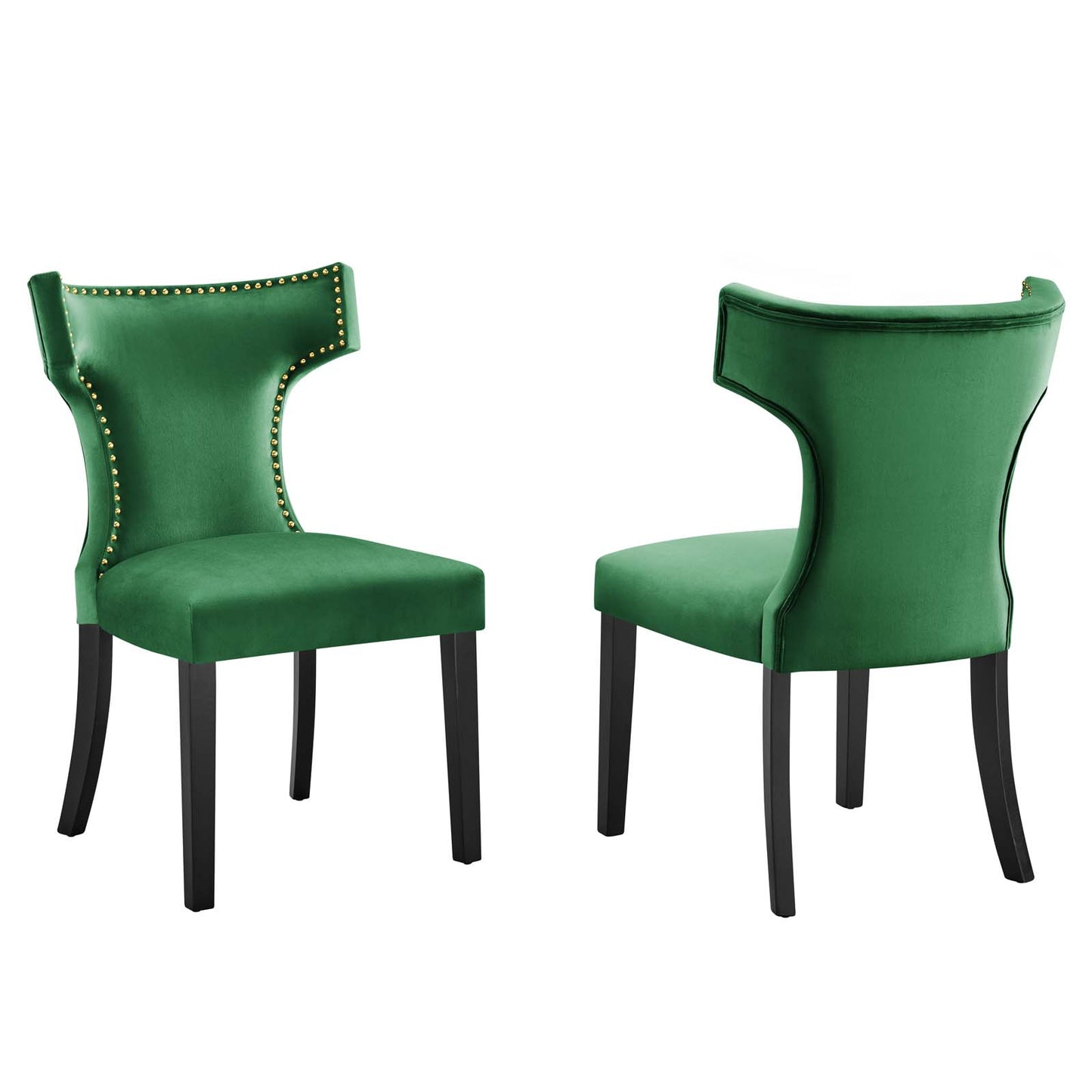 Curve Performance Velvet Dining Chairs (Set of 2) by Modway