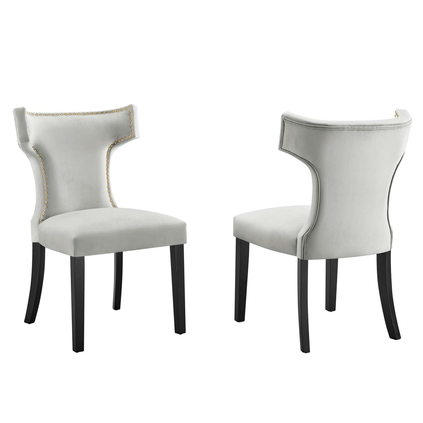 Curve Performance Velvet Dining Chairs (Set of 2) by Modway