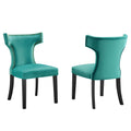 Curve Performance Velvet Dining Chairs (Set of 2) by Modway