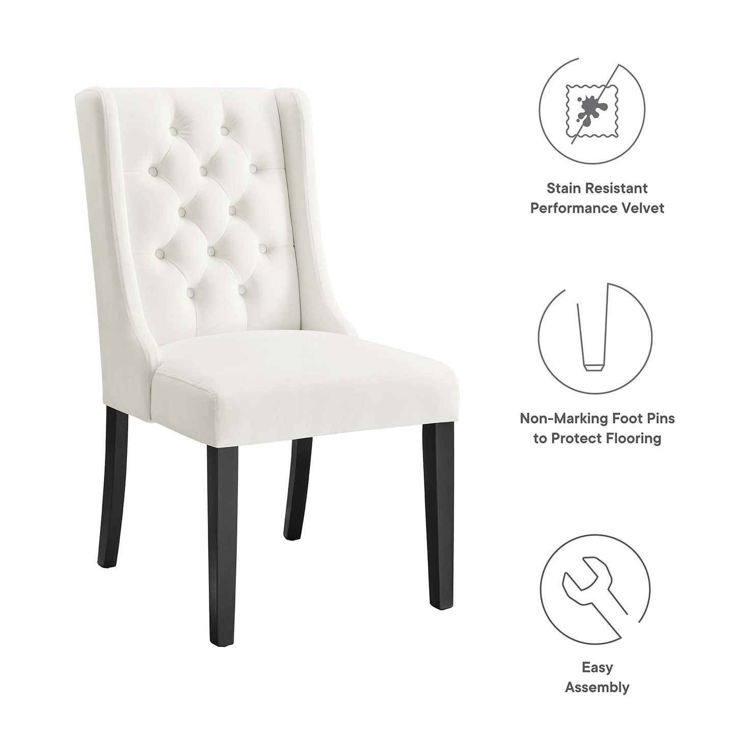 Baronet Performance Velvet Dining Chairs (Set of 2) by Modway