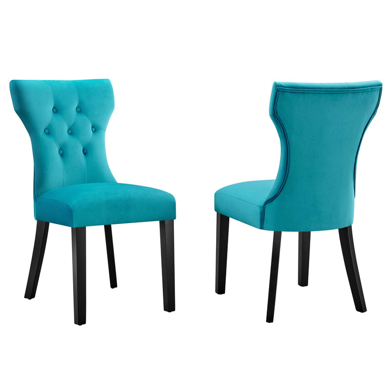 Silhouette Performance Velvet Dining Chairs (Set of 2) by Modway