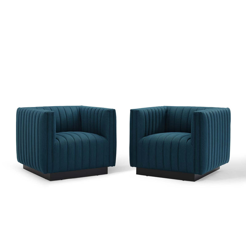 Conjure Tufted Armchair Upholstered Fabric Set of 2 | Polyester by Modway