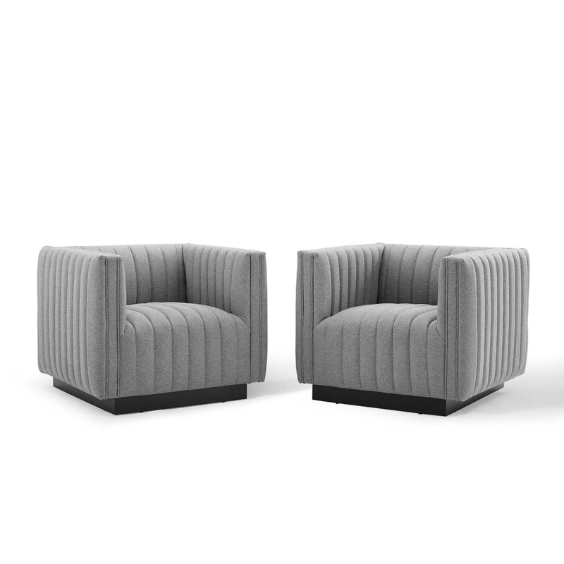 Conjure Tufted Armchair Upholstered Fabric Set of 2 | Polyester by Modway