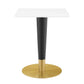 Zinque 24" Square Dining Table Gold White by Modway