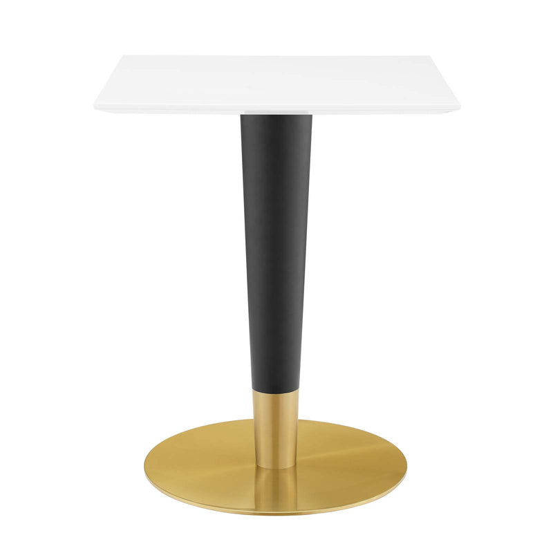 Zinque 24" Square Dining Table Gold White by Modway