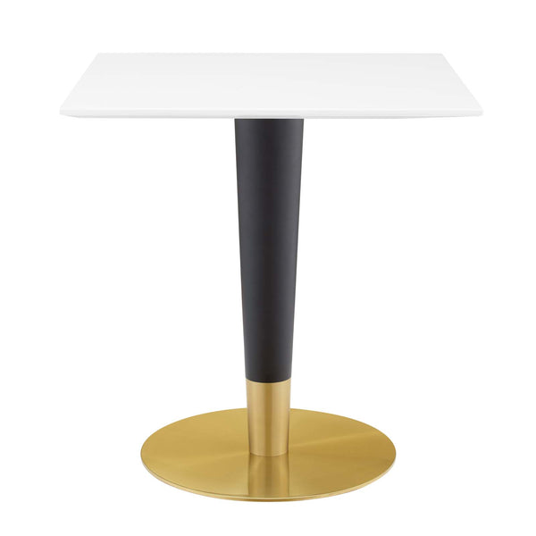 Zinque 28" Square Dining Table Gold White by Modway