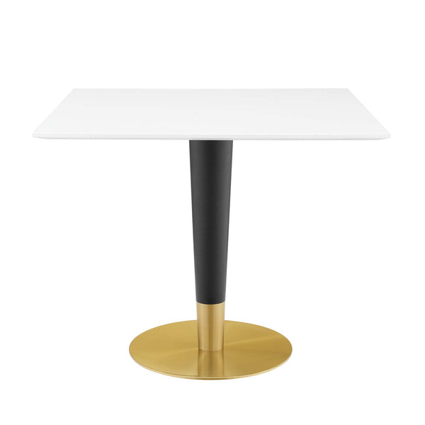 Zinque 36" Square Dining Table Gold White by Modway