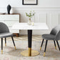 Zinque 36" Square Dining Table Gold White by Modway