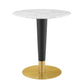 Zinque 28" Artificial Marble Dining Table Gold White by Modway
