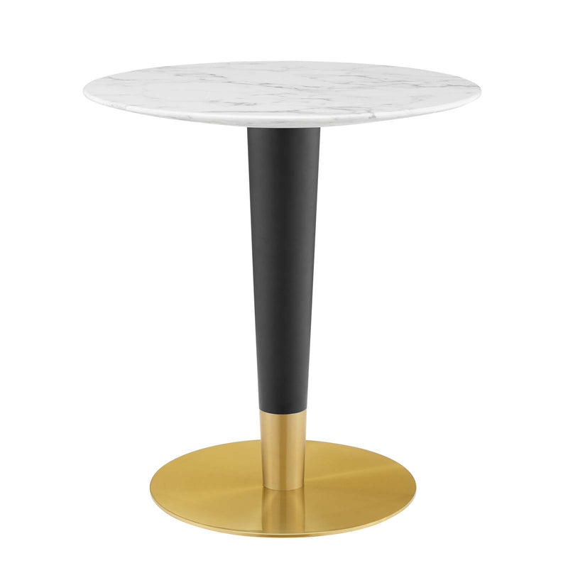 Zinque 28" Dining Table Gold White by Modway