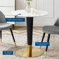 Zinque 28" Artificial Marble Dining Table Gold White by Modway