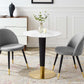 Zinque 28" Artificial Marble Dining Table Gold White by Modway