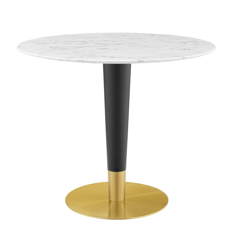 Zinque 36" Dining Table Gold White by Modway