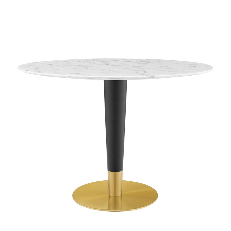 Zinque 42" Oval Dining Table Gold White by Modway