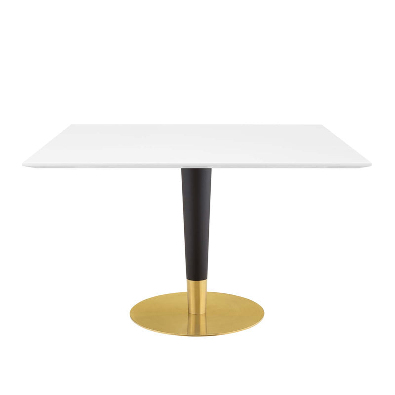 Zinque 47" Square Dining Table Gold White by Modway