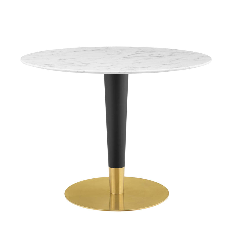 Zinque 40" Dining Table Gold White by Modway