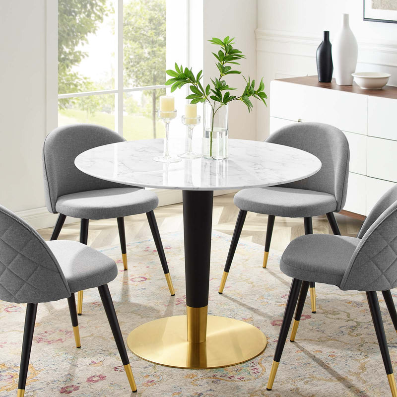 Zinque 40" Dining Table Gold White by Modway