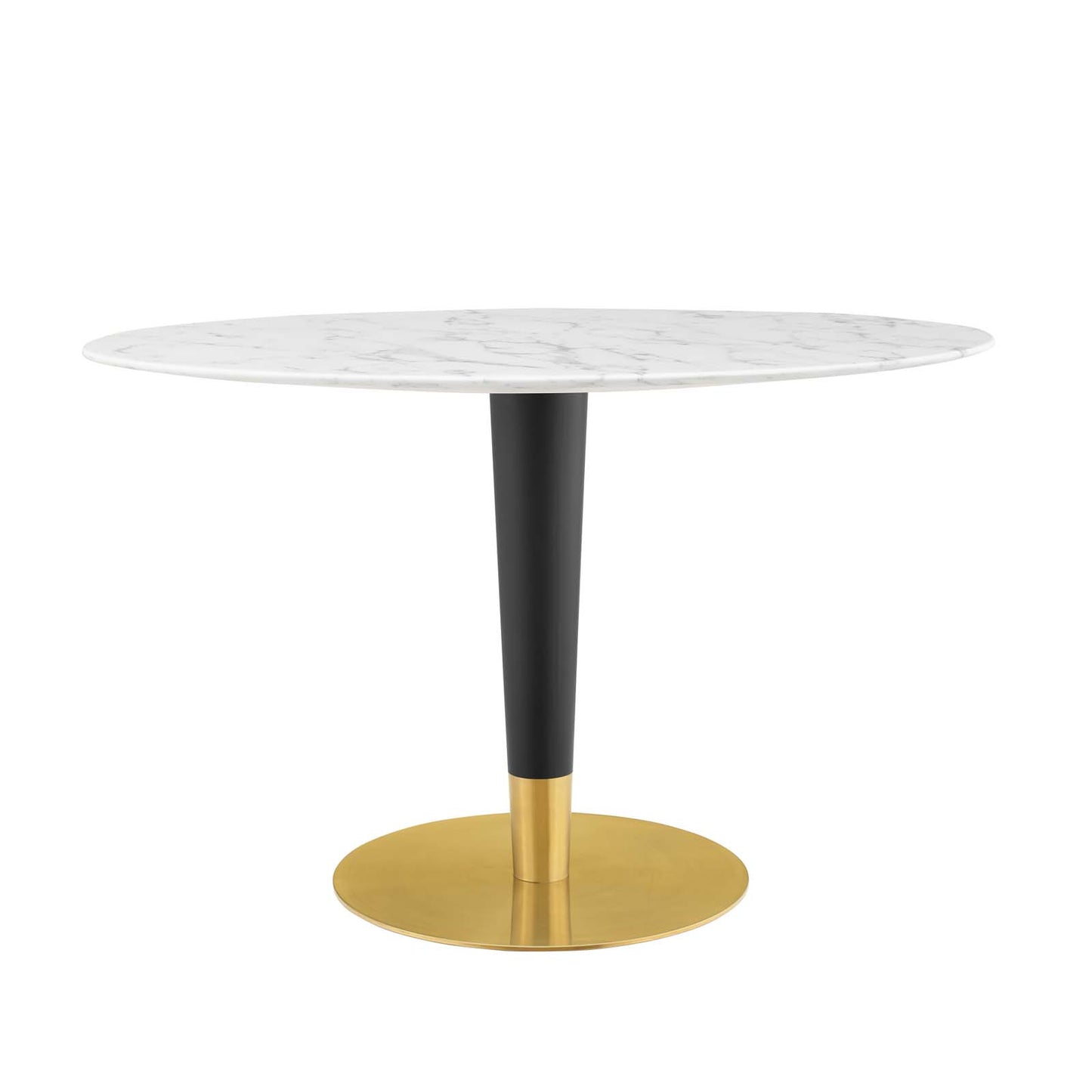 Zinque 48" Oval Artificial Marble Dining Table Gold White by Modway