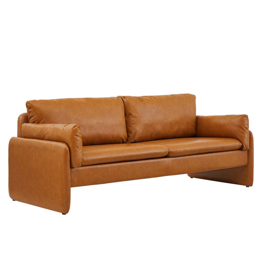 Indicate Vegan Leather Sofa in Tan by Modway