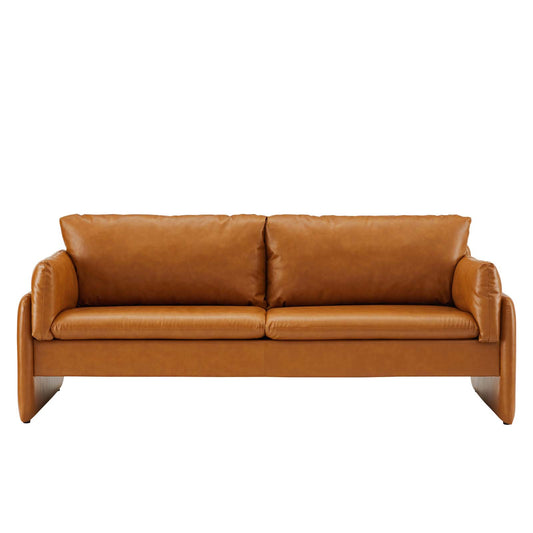 Indicate Vegan Leather Sofa in Tan by Modway