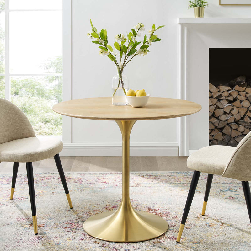 Lippa 36" Wood Dining Table Gold Natural by Modway