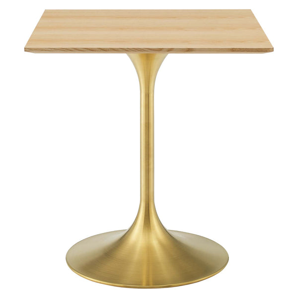 Lippa 28" Square Wood Dining Table Gold Natural by Modway