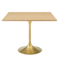 Lippa 36" Square Wood Dining Table Gold Natural by Modway