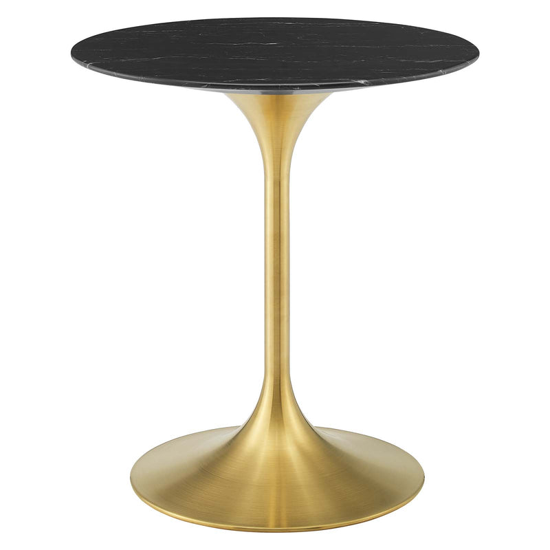 Lippa 28" Artificial Marble Dining Table Gold Black by Modway