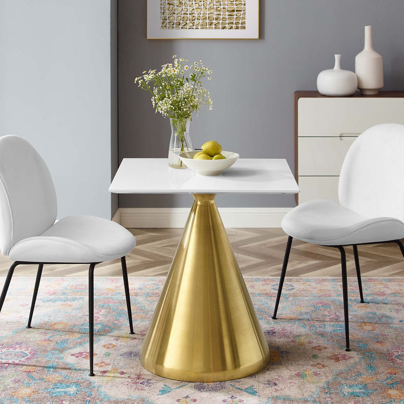 Tupelo 28" Square Dining Table Gold White by Modway