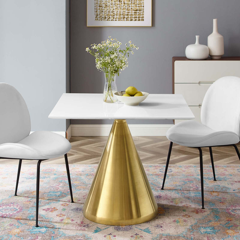 Tupelo 36" Square Dining Table Gold White by Modway