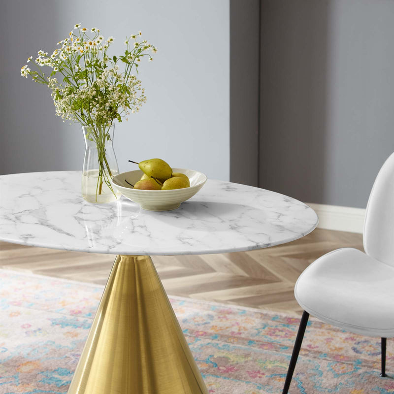 Tupelo 42" Oval Dining Table Gold White by Modway