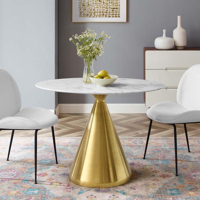 Tupelo 42" Oval Dining Table Gold White by Modway