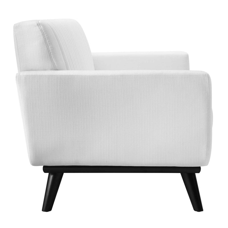 Engage Channel Tufted Fabric Loveseat White | Polyester by Modway
