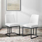 Amplify Sled Base Upholstered Fabric Dining Chairs - Set of 2 Black White | Polyester by Modway