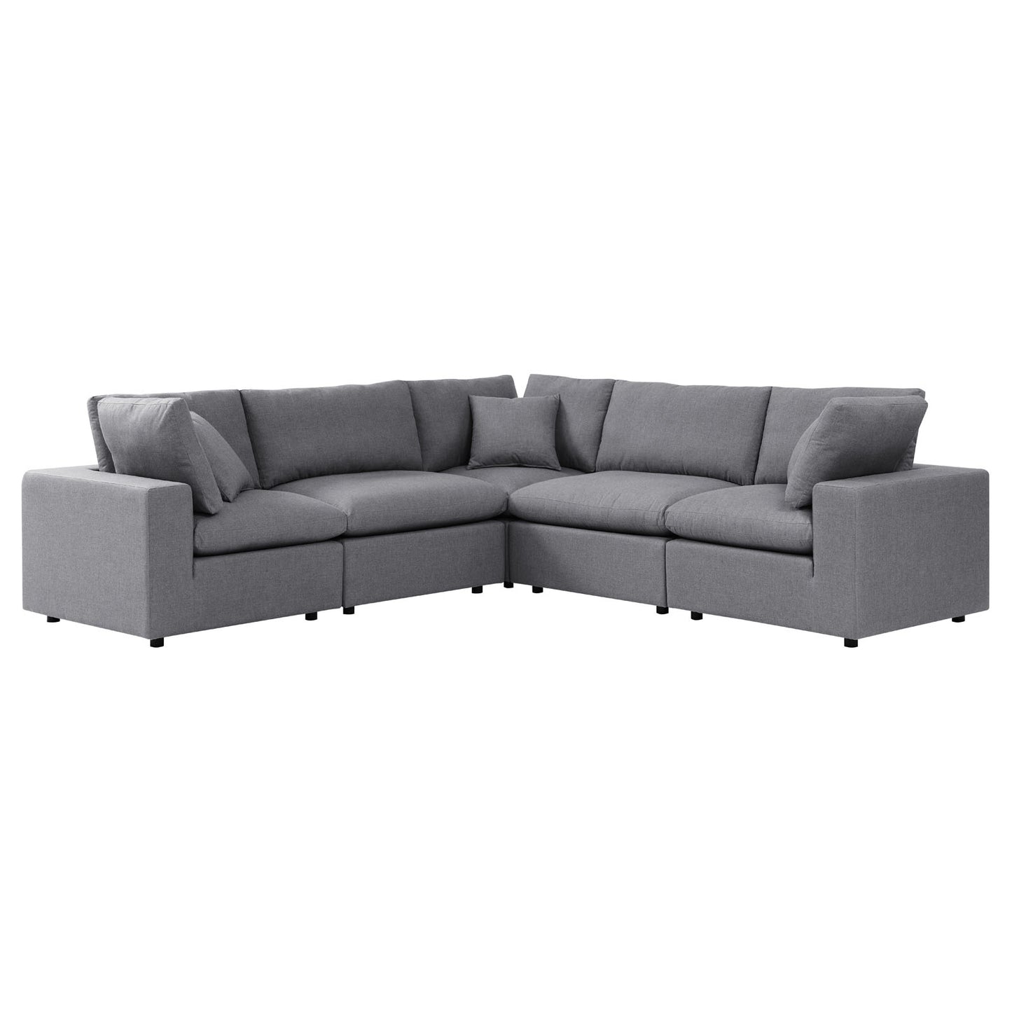 Commix 5-Piece Sunbrella Outdoor Grey Sectional Sofa by Modway