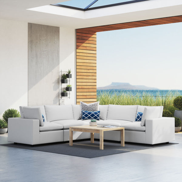 Commix 5-Piece Sunbrella Outdoor Grey Sectional Sofa by Modway