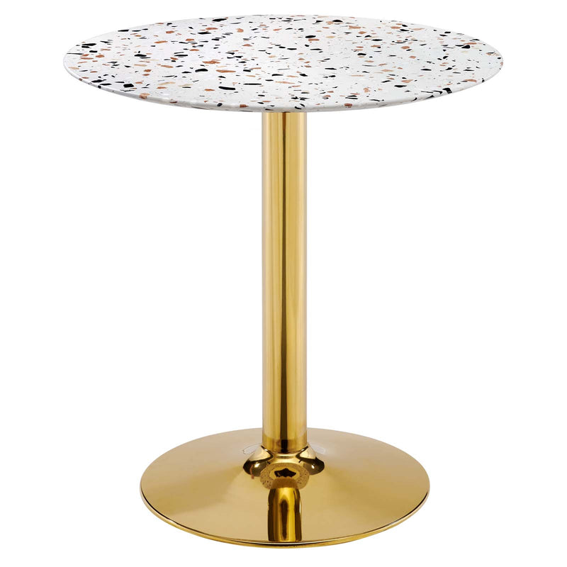 Verne 28" Round Terrazzo Dining Table in Gold White by Modway