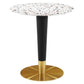Zinque 28" Round Terrazzo Dining Table in Gold White by Modway
