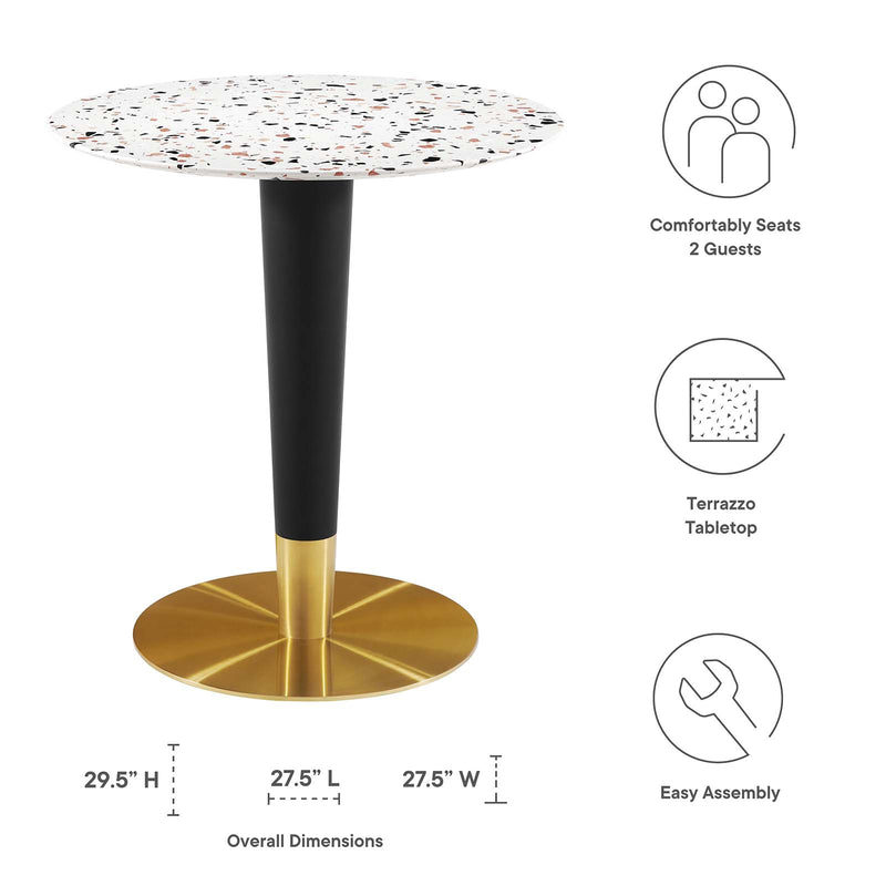 Zinque 28" Round Terrazzo Dining Table in Gold White by Modway