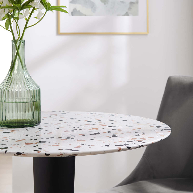 Zinque 28" Round Terrazzo Dining Table in Gold White by Modway