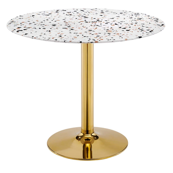 Verne 36" Round Terrazzo Dining Table in Gold White by Modway
